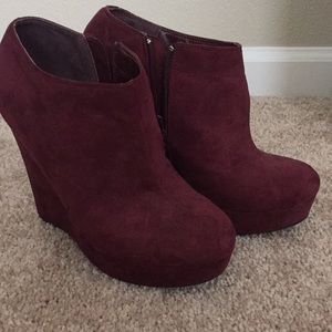Burgundy booties